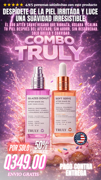 ✨ Truly Soft Serve + Glazed Donut After Shave Oil Combo | Set After Shave Hidratante y Aclarante Vegano 🍓🍩
