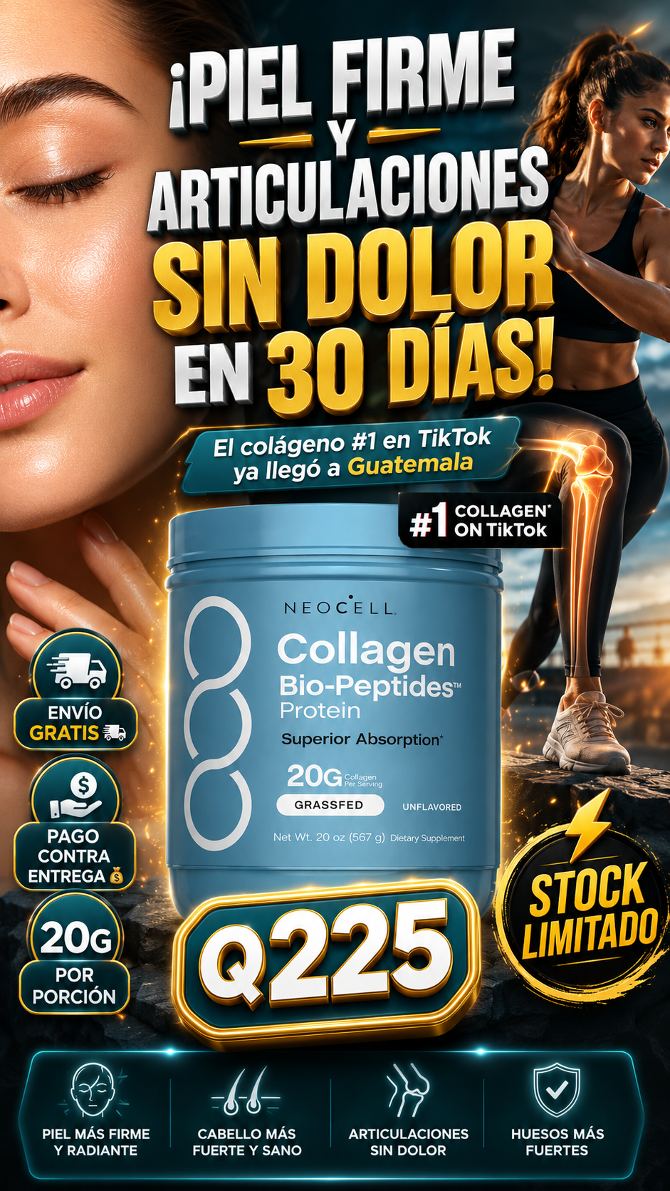 🧬 Colágeno Hidrolizado Grass-Fed Bio-Peptides sin Sabor | Absorción Superior para Piel, Articulaciones y Bienestar Diario ✨