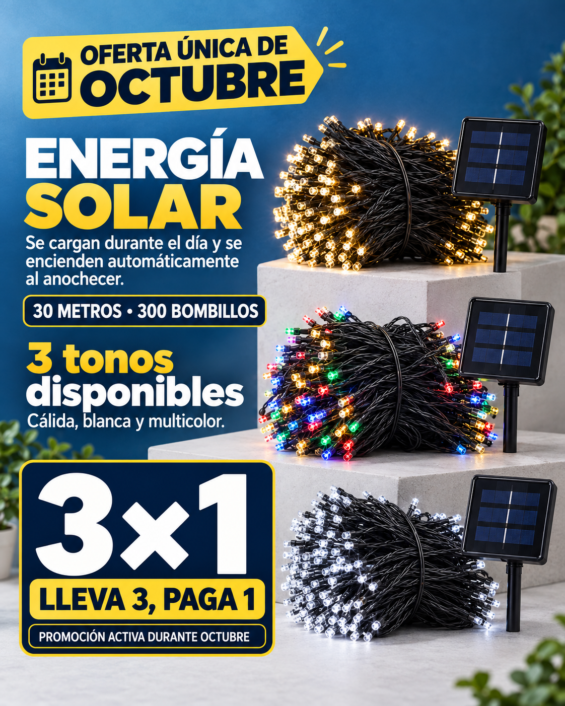Luces solares navideñas
