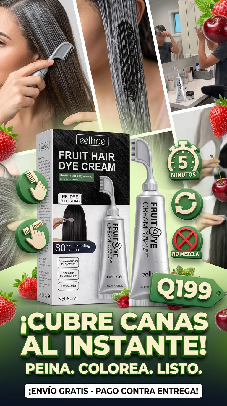 Tinte Capilar Orgánico Negro 100% Vegetal con Aplicador Integrado – Cobertura Total de Canas | Fácil Uso en Casa
