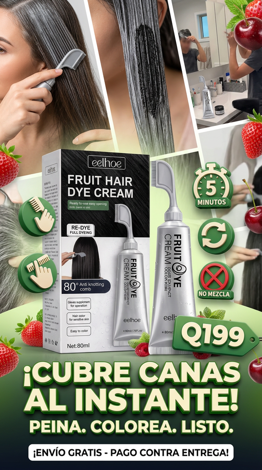 Tinte Capilar Orgánico Negro 100% Vegetal con Aplicador Integrado – Cobertura Total de Canas | Fácil Uso en Casa