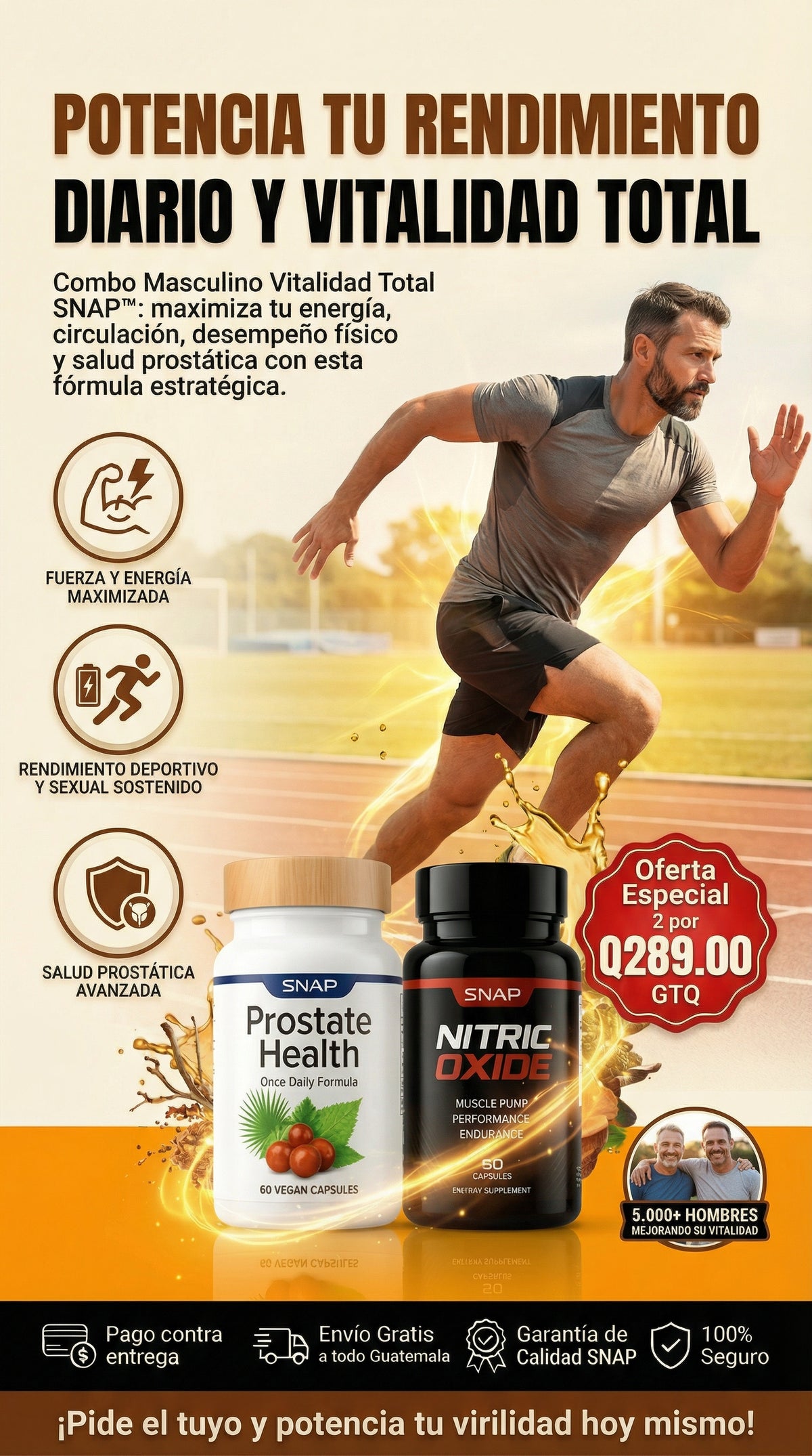 Combo Masculino Vitalidad Total SNAP™ | Energía, Óxido Nítrico, Rendimiento Deportivo y Salud Prostática 💪🔥