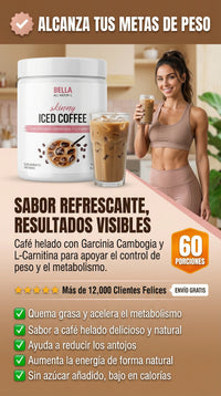 Bella All Natural Skinny Iced Coffee Suplemento para Control de Peso con Garcinia Cambogia y L-Carnitina – Café en Polvo 176g ☕🔥